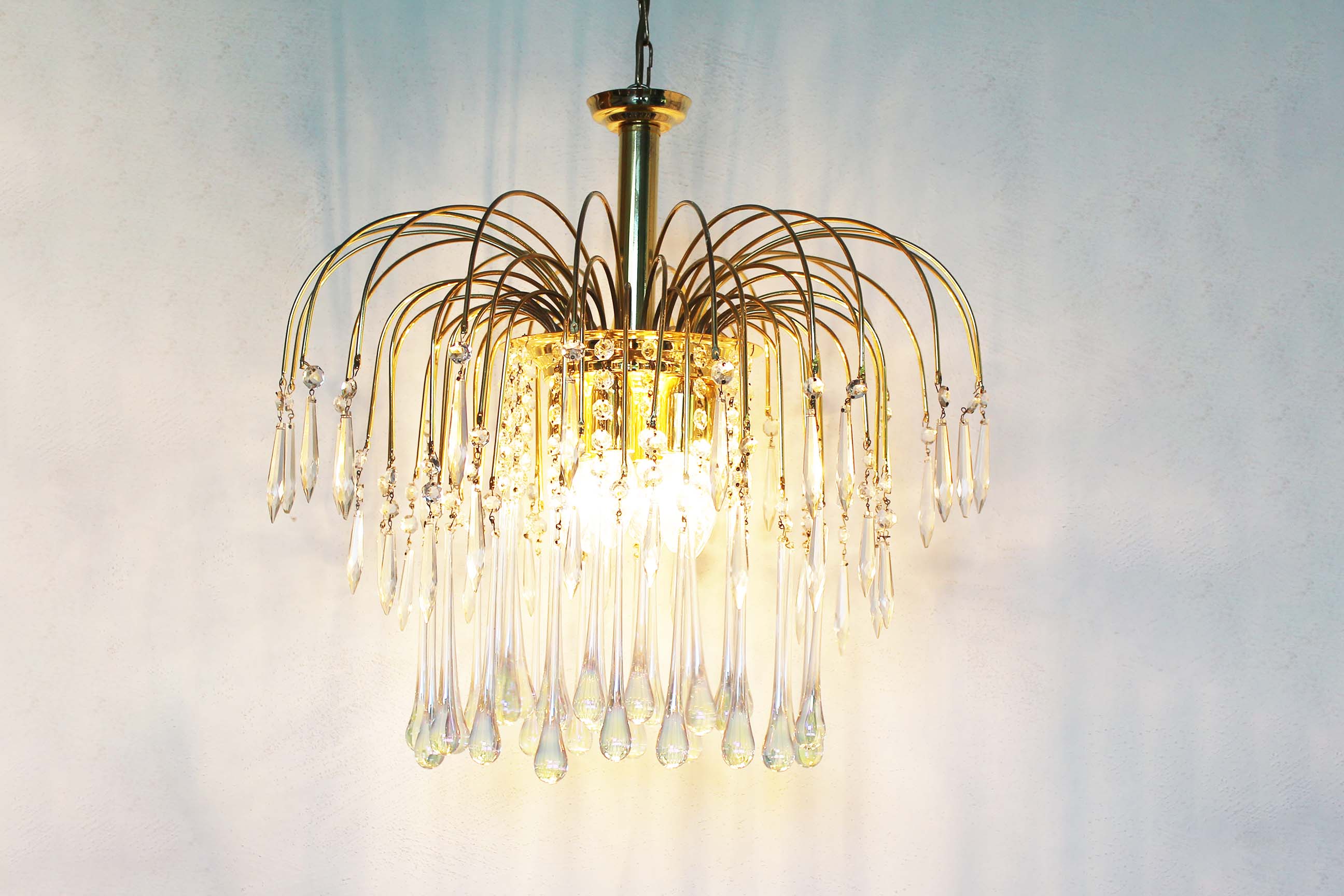 Murano glass teardrop waterfall ceiling lamp