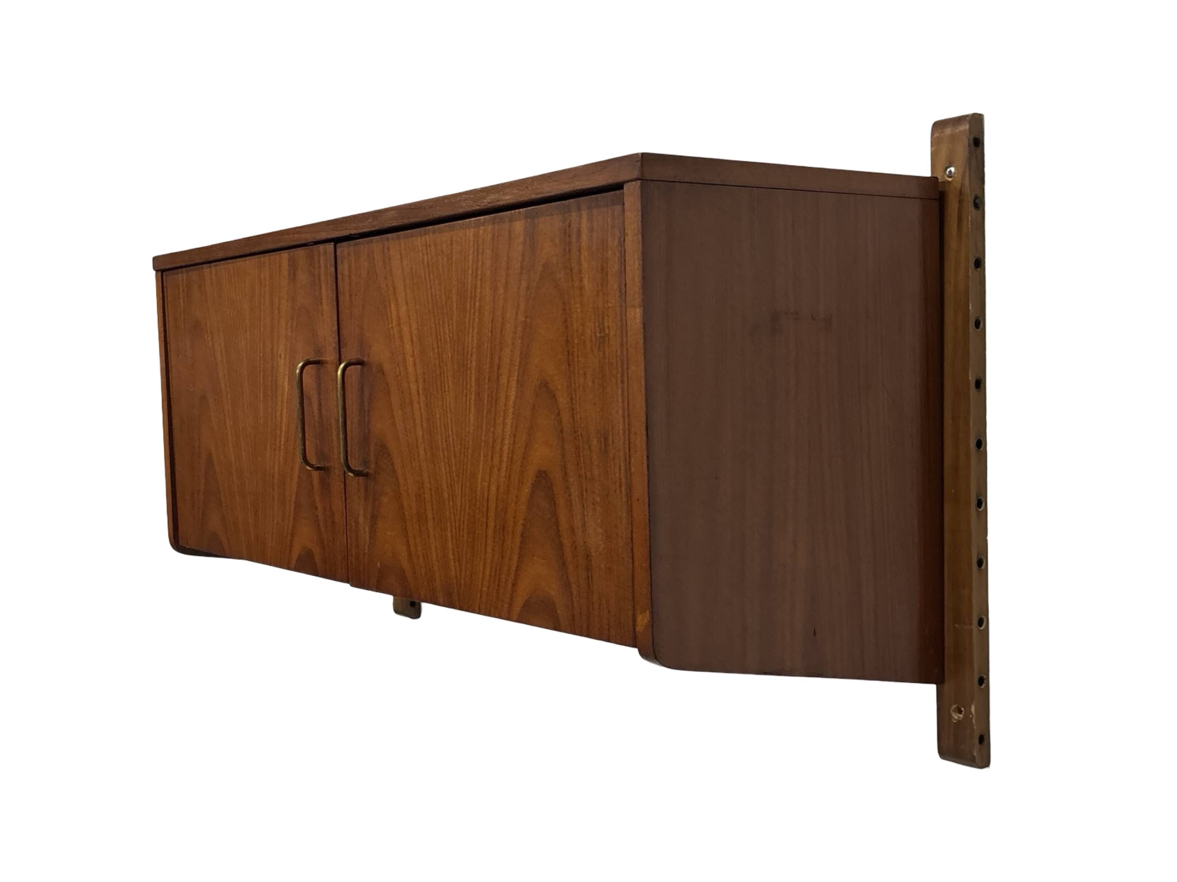 Vintage wall cabinet compact wall system 1960s teak veneer