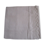 Taie d'oreiller ancienne brodée en coton 77x77cm