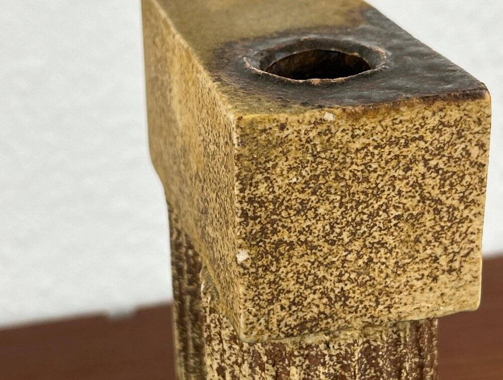 Klaus Lehmann, postmodern brutalist German pottery, sculpted column vase, 1981, ceramic