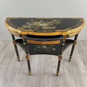 Console Demi-Lune Peinte et Dorée, Style Louis XVI, XXe Siècle