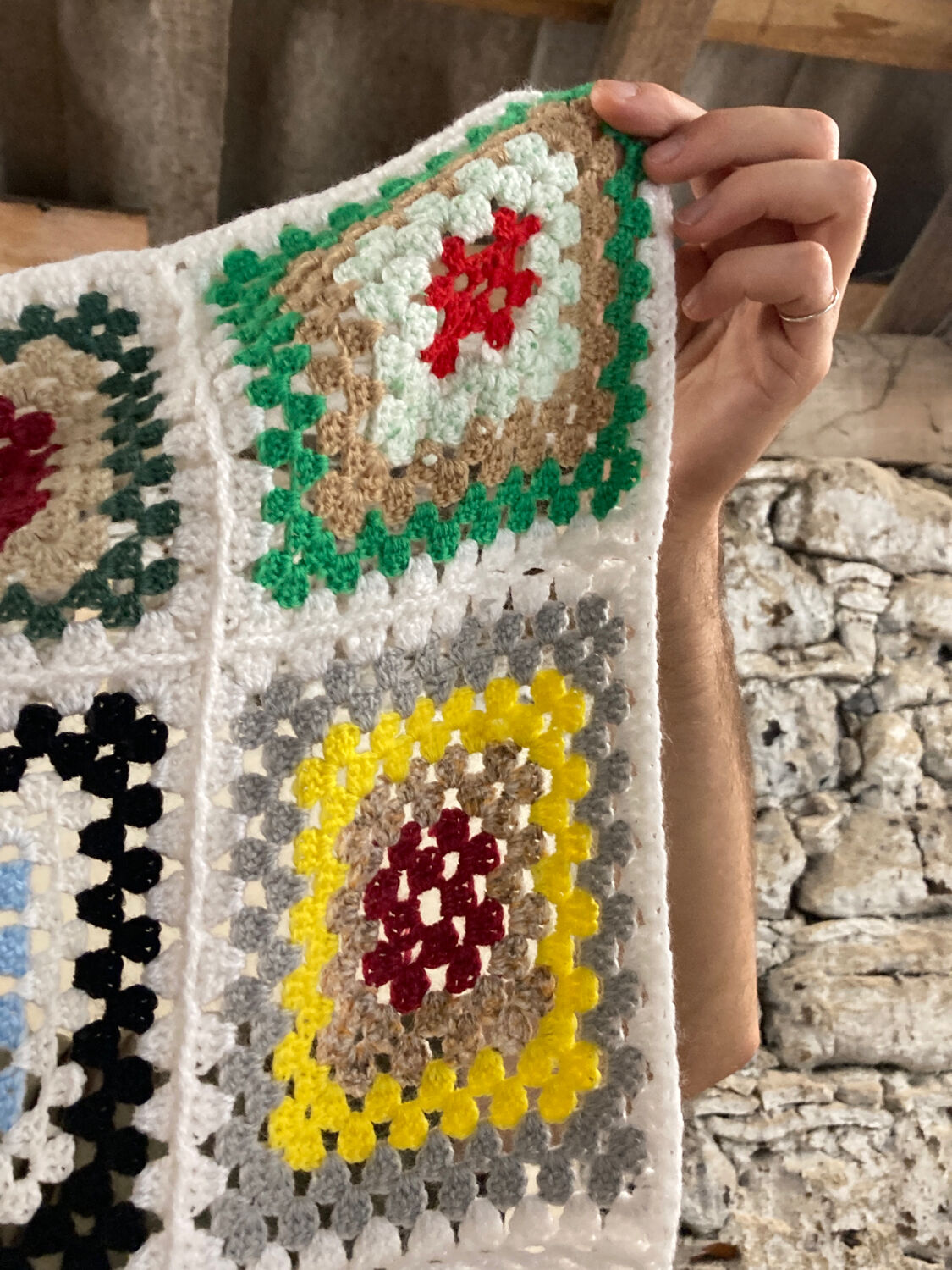 Plaid patchwork chair armchair flower wool vintage