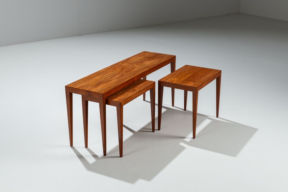 3 tables gigognes en teck par Severin Hansen pour Haslev, Danemark 1960