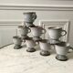 Set of 8 coffee cups, stoneware mazagrans handcrafted signed 70s