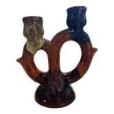 Vintage Vallauris ceramic two-branch candlestick chandelier