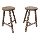 Pair of turned wooden stools