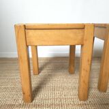 2 solid beech wood stools 1980