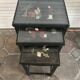 Chinese nesting tables in lacquered wood inlays of hard stones 60s