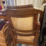 Louis philippe style barber chair in beech with cane seat and backrest