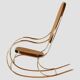 1970s Thonet-Style Rocking Chair, Brass & Wicker
