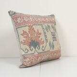 22" x 24" Vintage Oushak Pillow Cover with Soft Muted Colors, Organic Wool Tribal Ethnic Cushion