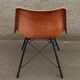 Set of 6 leather chairs with black metal frame