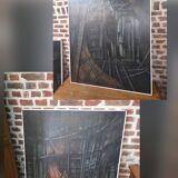 Pair of oil on canvas paintings of a boat interior from the 50s/70s