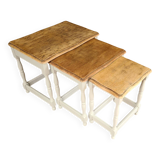 Renovated antique tables in a chic country style – trio of nesting tables