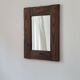 Vintage stained pine mirror, brutalist minimalist wooden design.