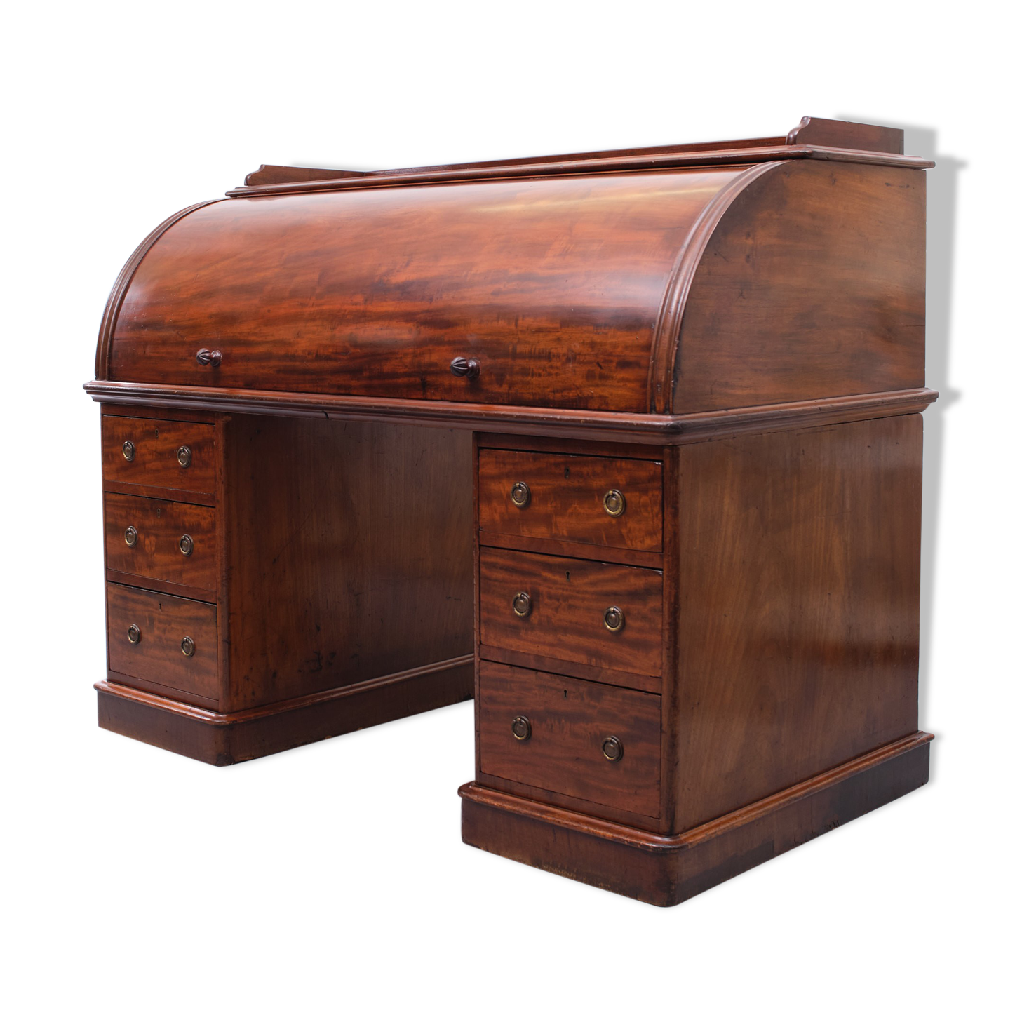 Antique Hobbs & Co. English Roll Top Cylinder Desk