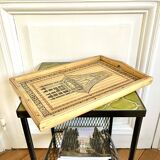 Engraved bamboo rattan tray