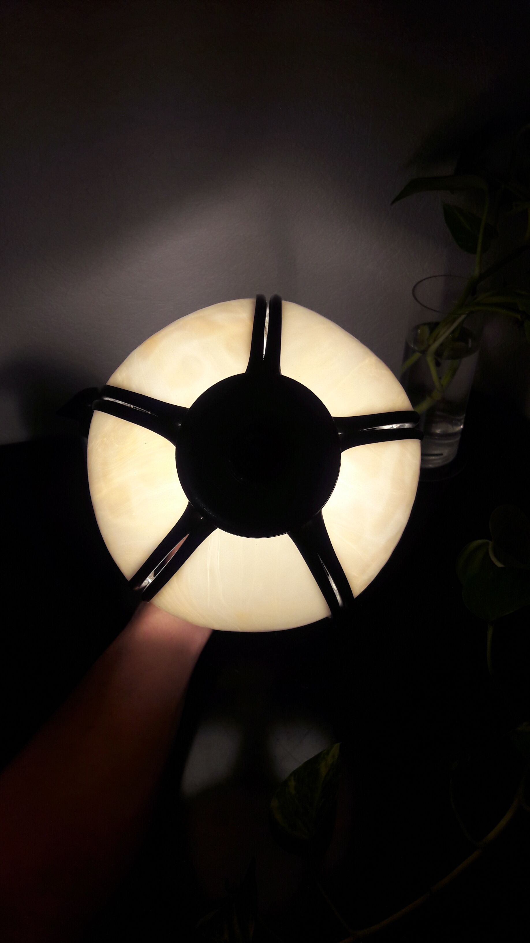 Tin lamp, stained glass, mushroom