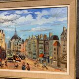 Ollier: oil on canvas mounted on panel, animated view of paris at the end of the 20th century