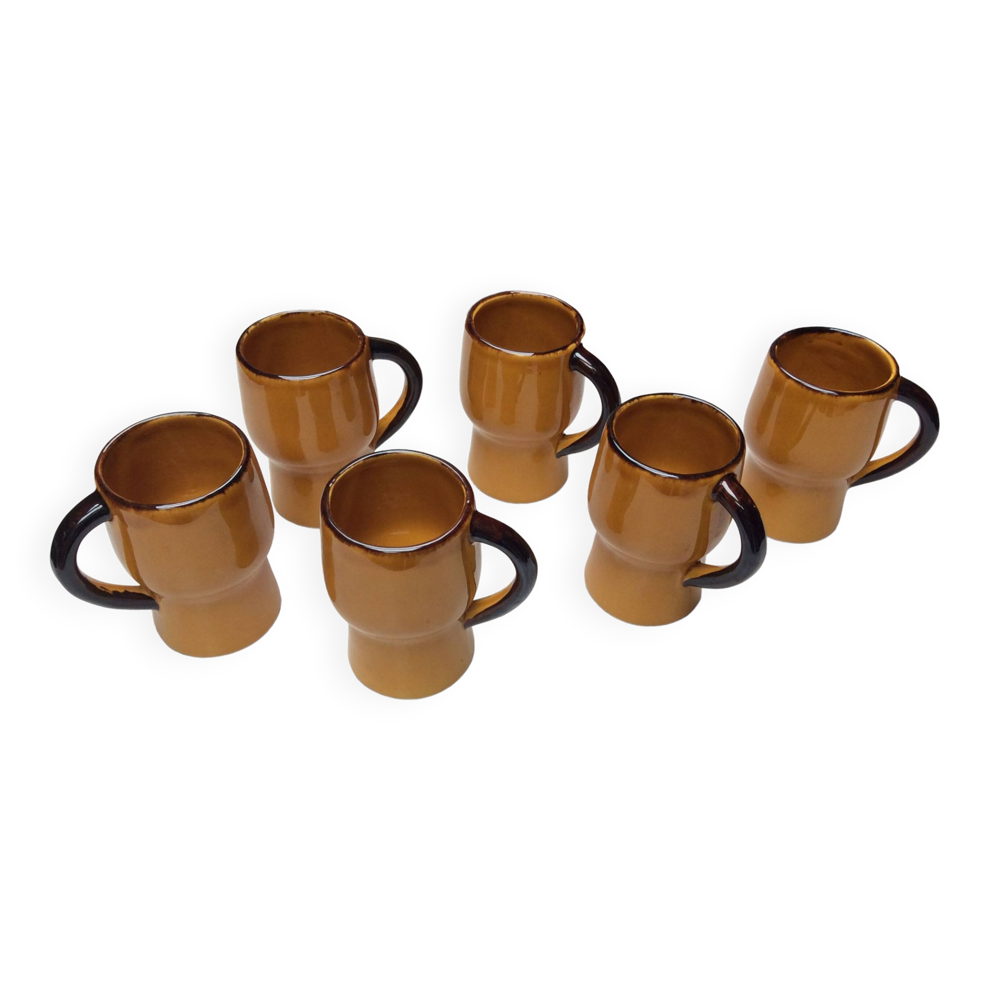 6 glazed terracotta mugs