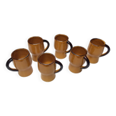 6 mugs en terre cuite vernissée