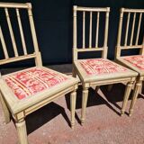 Set of 4 Louis XVI style chairs - In gray lacquered wood