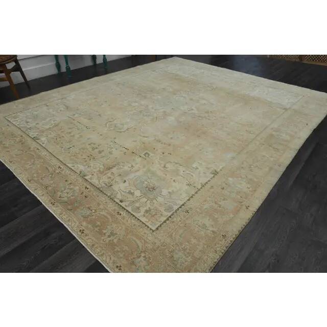 1970s Vintage Persian Handmade Wool Cotton Orange Area Rug 306X381