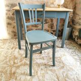 Blue patinated desk and chair