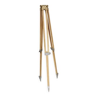 Raw / stripped wooden tripod, vintage industrial lamp base