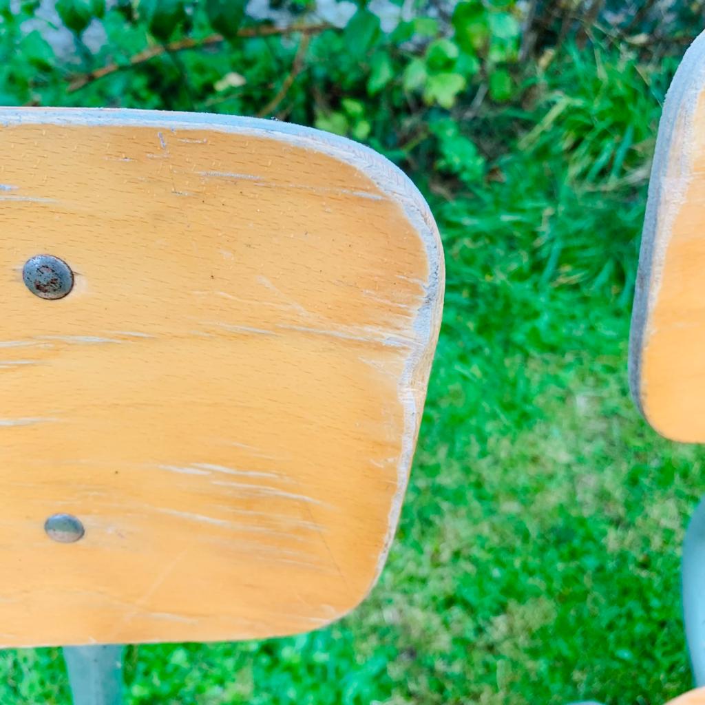 Set of 4 school chairs - wood & metal