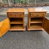 2 Louis XIV bedside tables made of wood from the 20th century.