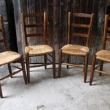 Série de 4 chaises paillées