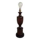 Pied de lampe à poser en bois massif tourné (acajou) - mid.XXeme