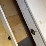 Sturdy antique sideboard with solid wood and drawers.