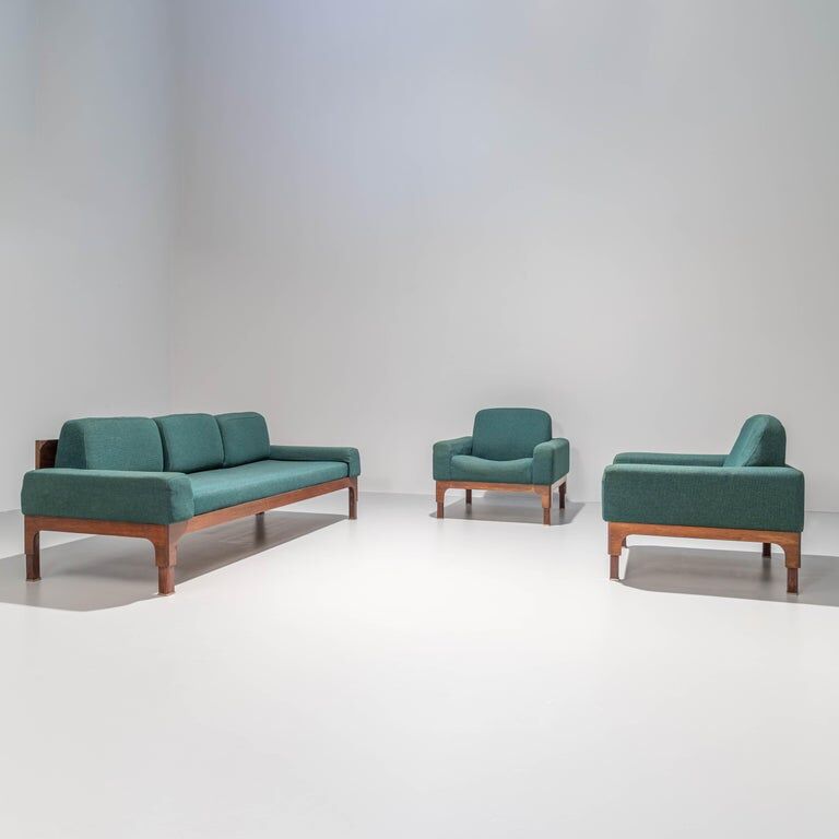 Romantica living room set by Piero Ranzani for Elam in walnut Italy 1950s