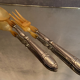 Salad set sleeves in silver decoration row of pearls Louis XVI style
