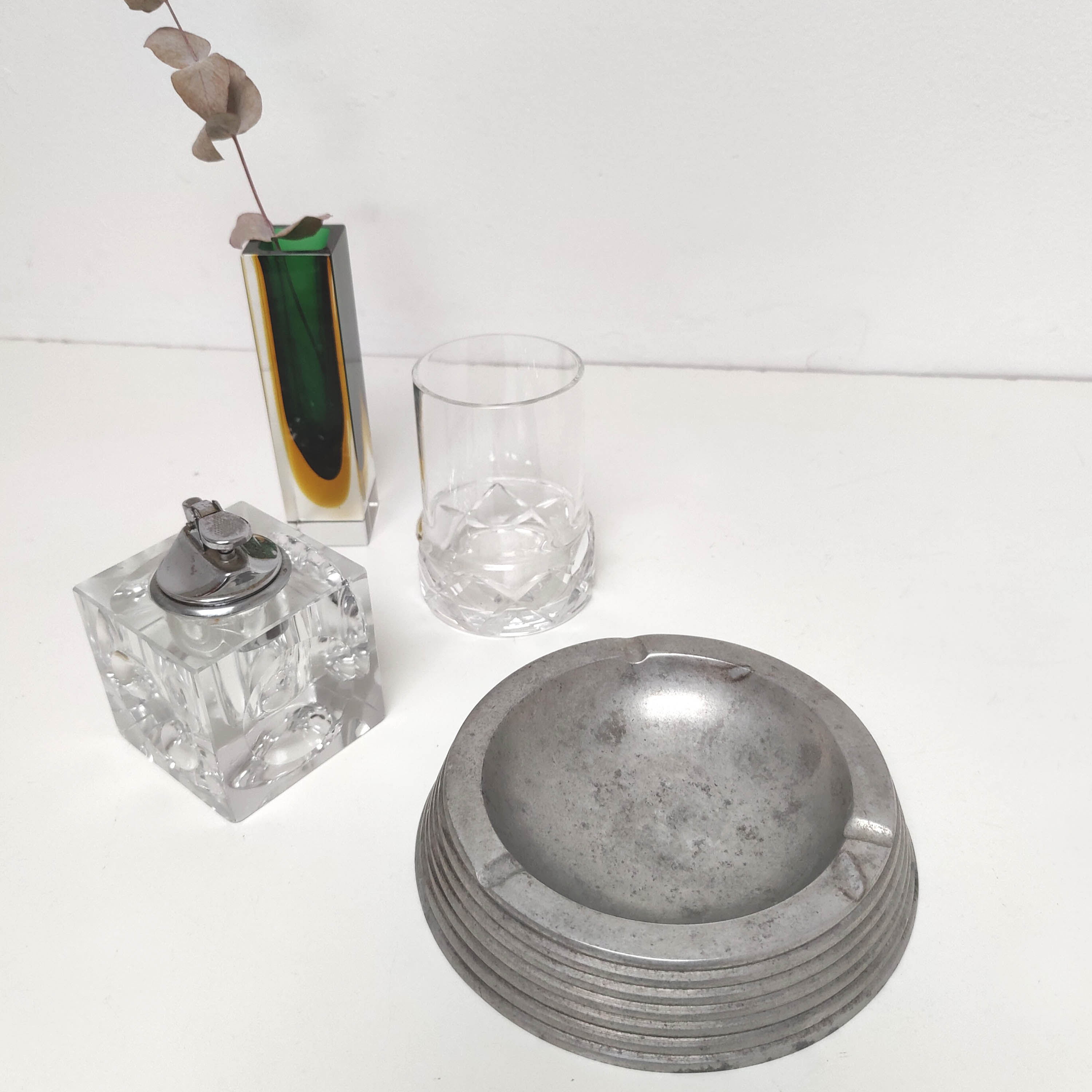 Cendrier rond vintage bistrot années 50 fonte aluminium