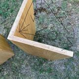 Travertine and wood dining table
