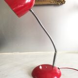 Lampe bauhaus métal laqué rouge&flexible chromé/c1950/design vintage