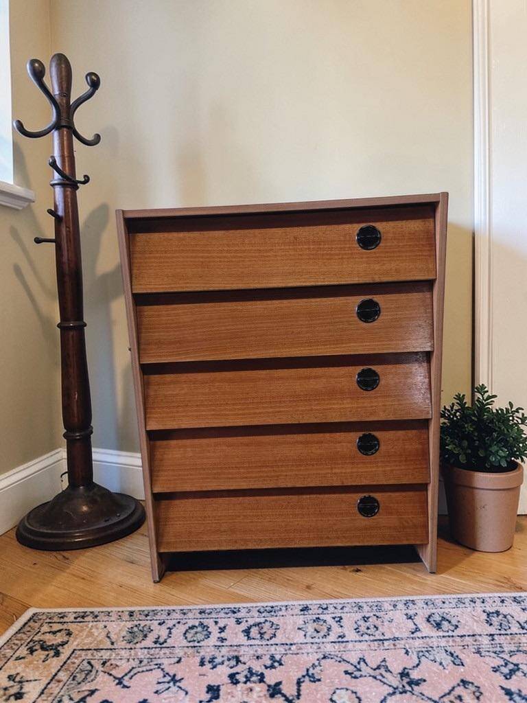 Vintage wooden shoe cabinet / drop-leaf cabinet