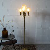 large golden floor lamp by Sölken Leuchten with four glass spheres, Mid Century floor lamp