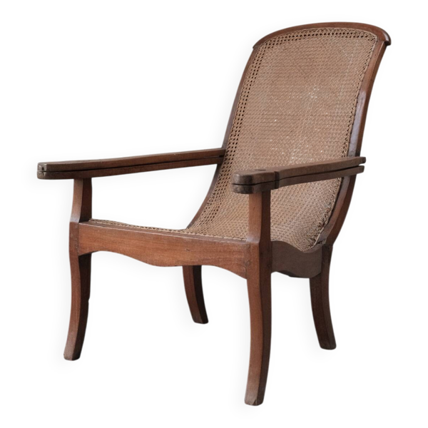 Chaise de planteur colonial avec accoudoirs extensibles