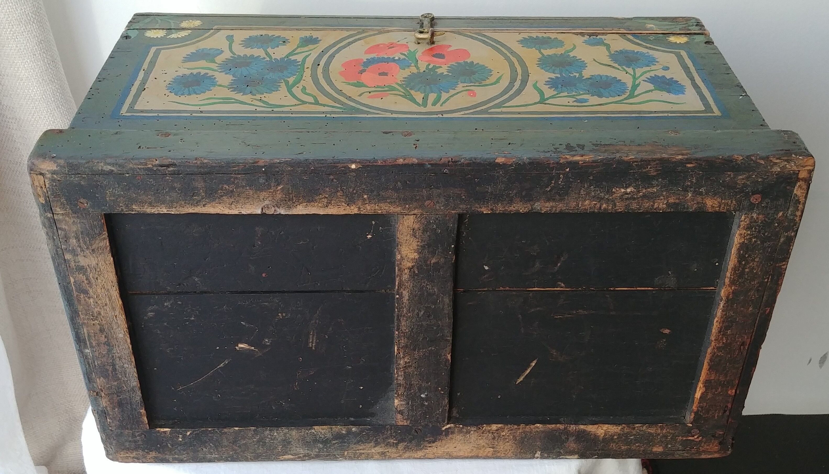 Painted wooden chest