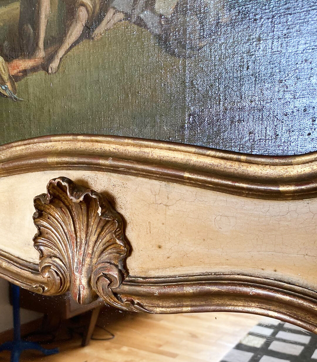 Fireplace trumeau mirror, gilded