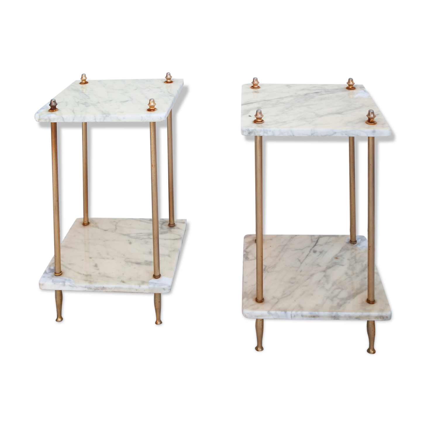 Lot de deux tables de chevet en marbre