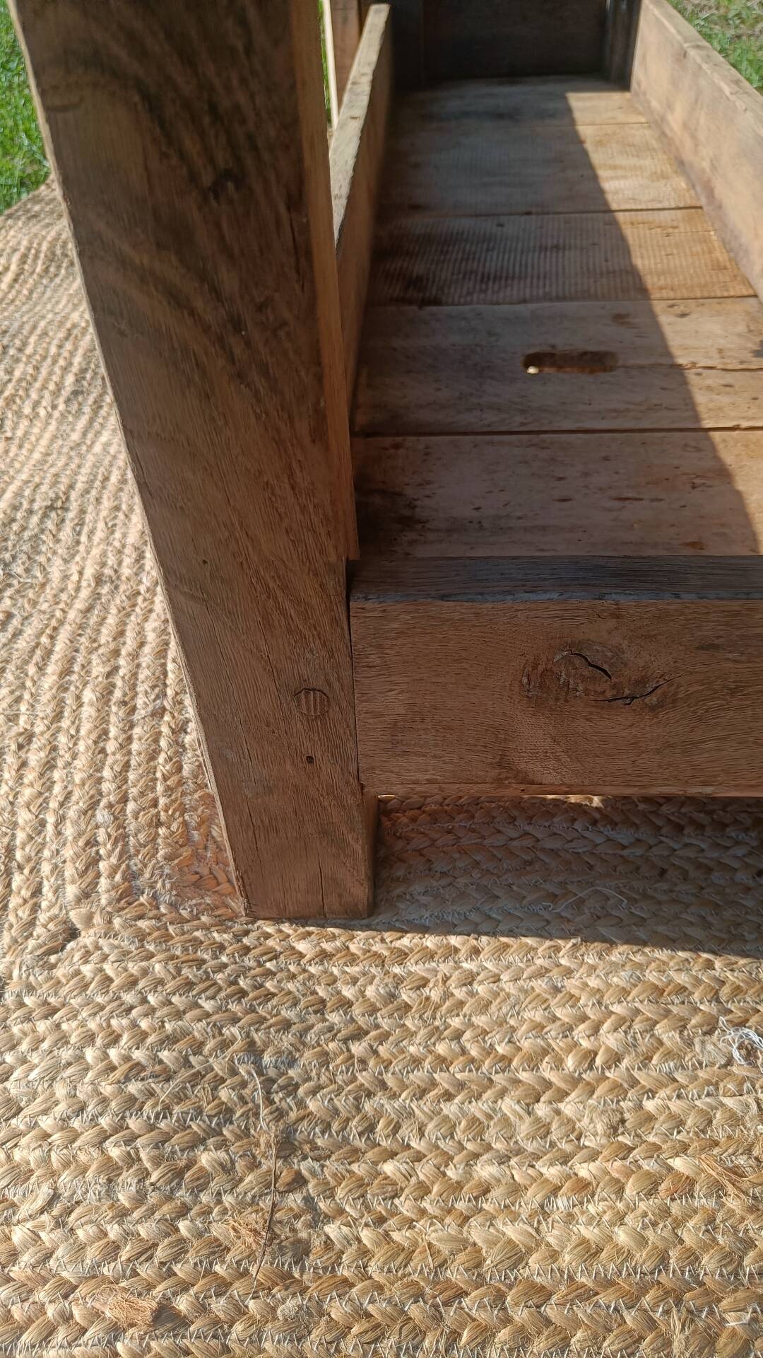 Old workshop bench in solid oak