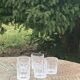 5 whisky glasses, Cristal Bayel stamps, transparent crystal with patterns