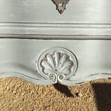 Louis XV style chest of drawers, patinated and waxed, natural wood top