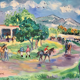 Huile sur toile "L'hippodrome" signée Catherine Garros