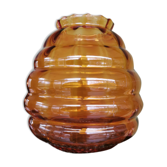 Vase ball vintage amber glass